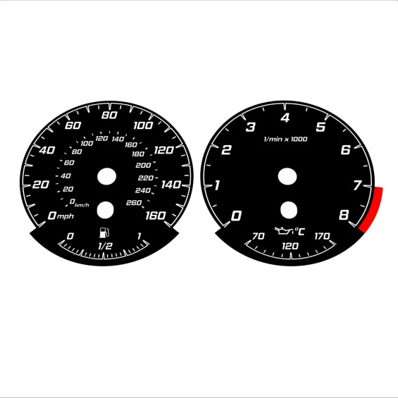 BMW E90 E92 335i 160 MPH+km/h Black - Standard - 139