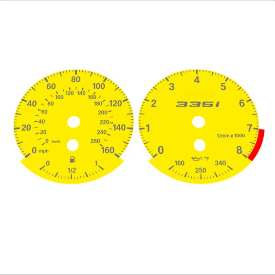 BMW E90 E92 335i 160 MPH+km/h Yellow - Standard - 75