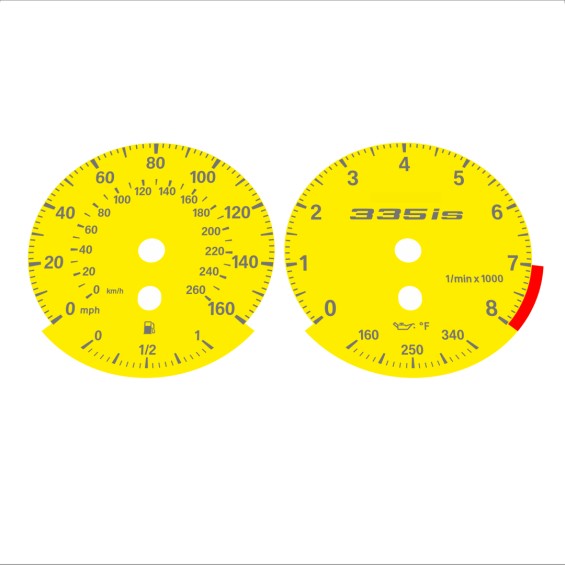 BMW E90 E92 335i 160 MPH+km/h Yellow - Standard - 76