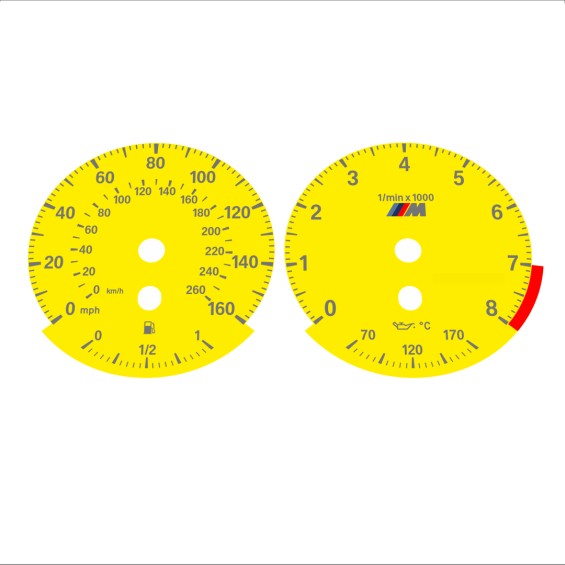 BMW E90 E92 335i 160 MPH+km/h Yellow - Standard - 92