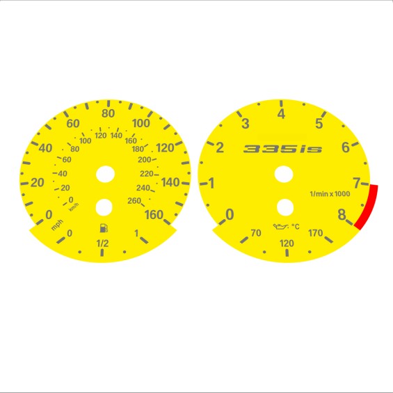 BMW E90 E92 335i 160 MPH+km/h Yellow - Standard - 118
