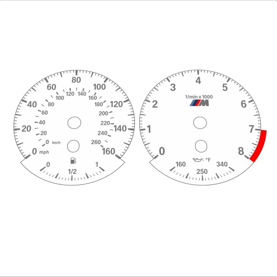 BMW E90 E92 335i 160 MPH+km/h White - Standard - 74