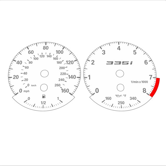 BMW E90 E92 335i 160 MPH+km/h White - Standard - 75