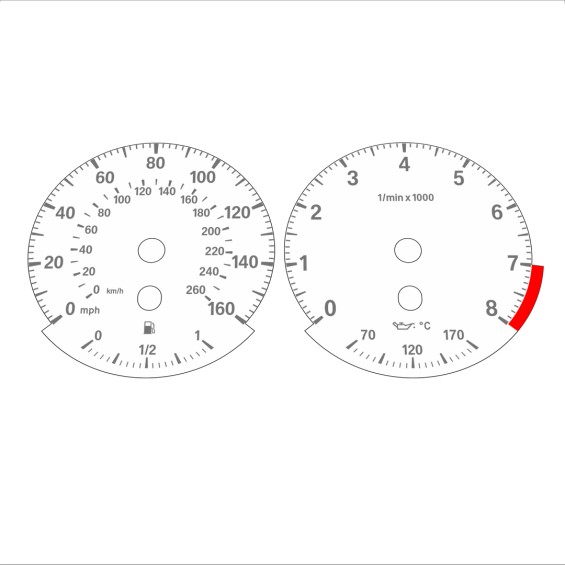 BMW E90 E92 335i 160 MPH+km/h White - Standard - 91