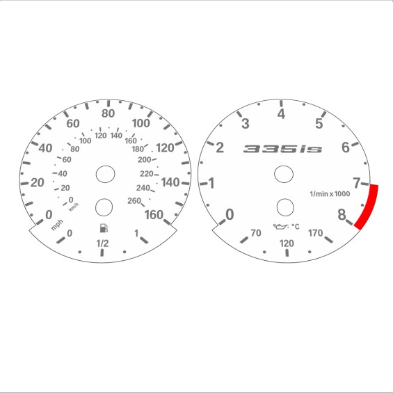 BMW E90 E92 335i 160 MPH+km/h White - Standard - 118