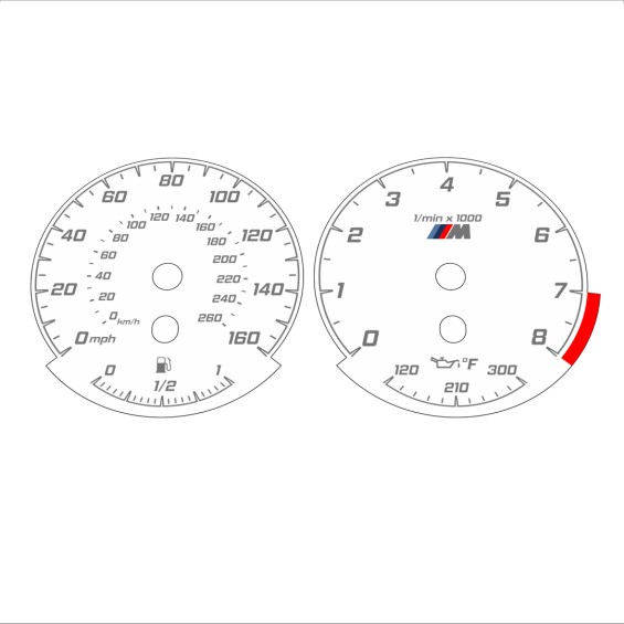 BMW E90 E92 335i 160 MPH+km/h White - Standard - 128