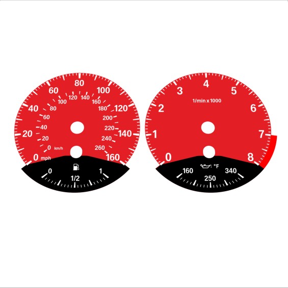 BMW E90 E92 335i 160 MPH+km/h Red - Black Bottom - 73