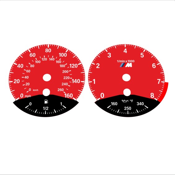 BMW E90 E92 335i 160 MPH+km/h Red - Black Bottom - 74