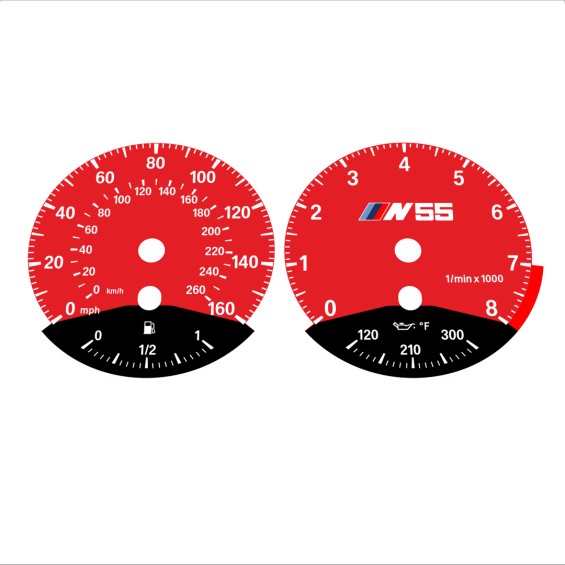 BMW E90 E92 335i 160 MPH+km/h Red - Black Bottom - 84