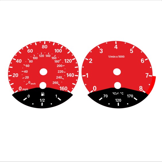 BMW E90 E92 335i 160 MPH+km/h Red - Black Bottom - 115