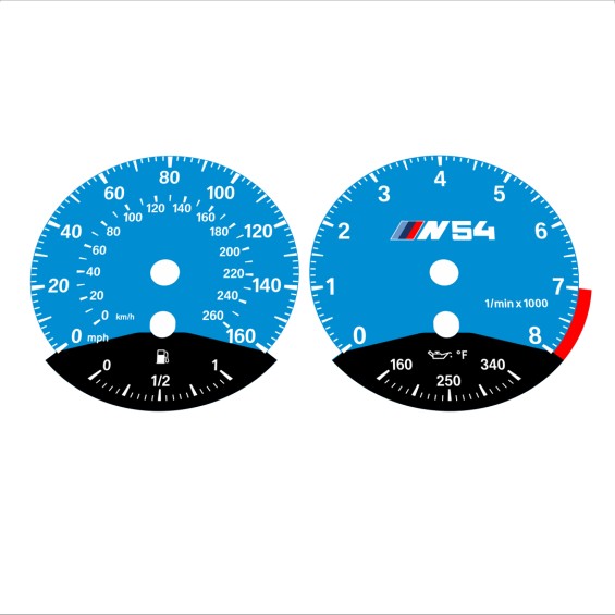 BMW E90 E92 335i 160 MPH+km/h Blue - Black Bottom - 77