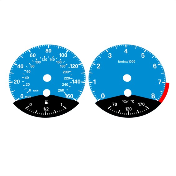 BMW E90 E92 335i 160 MPH+km/h Blue - Black Bottom - 91