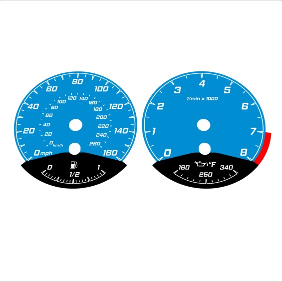 BMW E90 E92 335i 160 MPH+km/h Blue - Black Bottom - 121