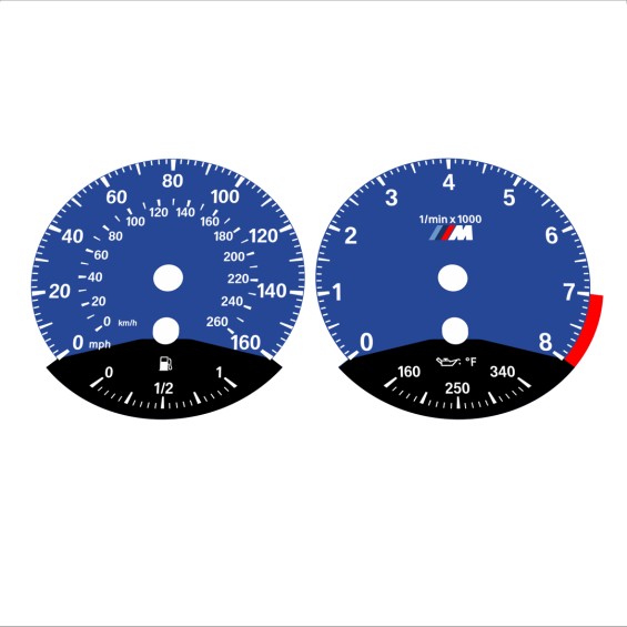 BMW E90 E92 335i 160 MPH+km/h Dark Blue - Black Bottom - 74