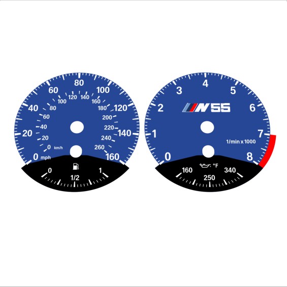 BMW E90 E92 335i 160 MPH+km/h Dark Blue - Black Bottom - 78