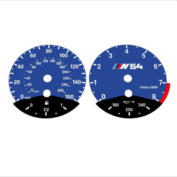 BMW E90 E92 335i 160 MPH+km/h Dark Blue - Black Bottom - 101