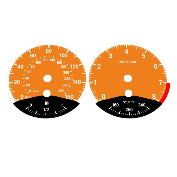BMW E90 E92 335i 160 MPH+km/h Orange - Black Bottom - 73