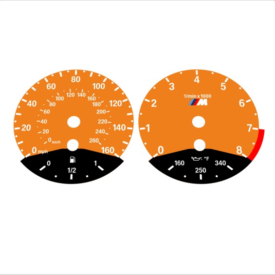 BMW E90 E92 335i 160 MPH+km/h Orange - Black Bottom - 98
