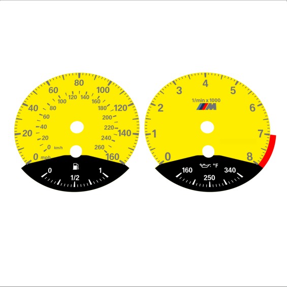 BMW E90 E92 335i 160 MPH+km/h Yellow - Black Bottom - 74