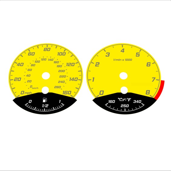 BMW E90 E92 335i 160 MPH+km/h Yellow - Black Bottom - 121
