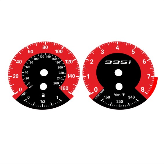 BMW E90 E92 335i 160 MPH+km/h Red - 1M Style - 75