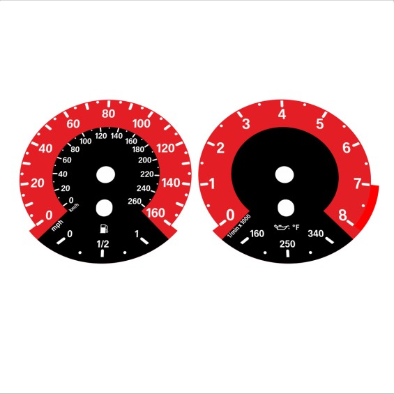 BMW E90 E92 335i 160 MPH+km/h Red - 1M Style - 97
