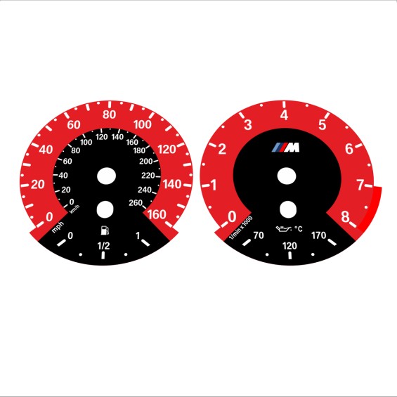BMW E90 E92 335i 160 MPH+km/h Red - 1M Style - 116