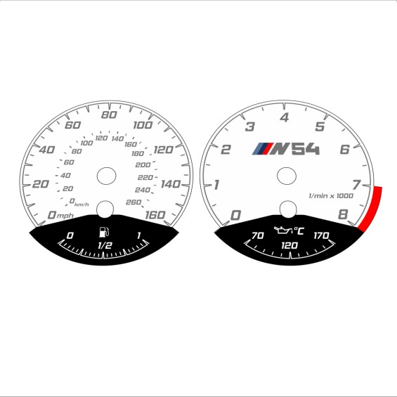 BMW E90 E92 335i 160 MPH+km/h White - Black Bottom - 143