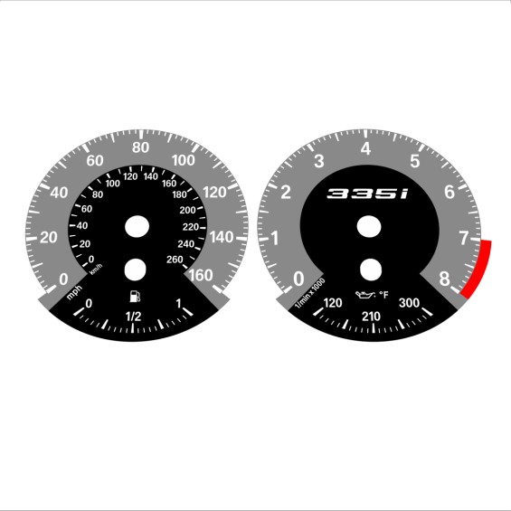 BMW E90 E92 335i 160 MPH+km/h Gray - 1M Style - 81