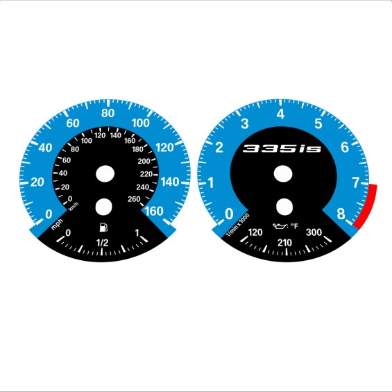 BMW E90 E92 335i 160 MPH+km/h Blue - 1M Style - 82