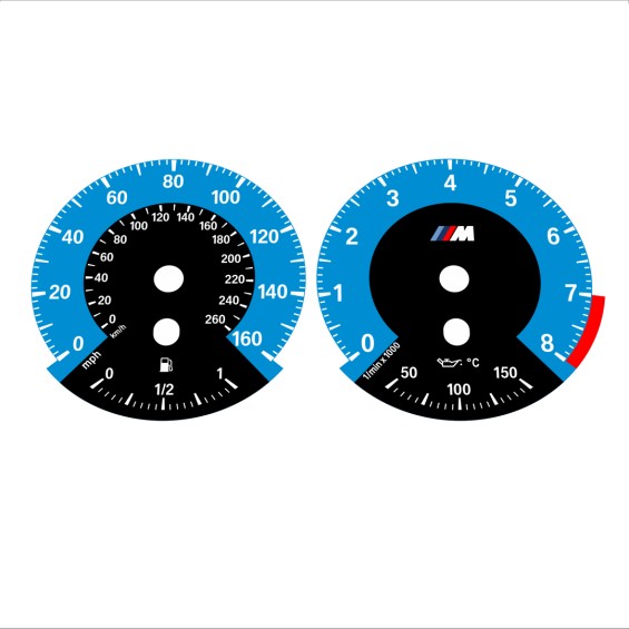 BMW E90 E92 335i 160 MPH+km/h Blue - 1M Style - 86