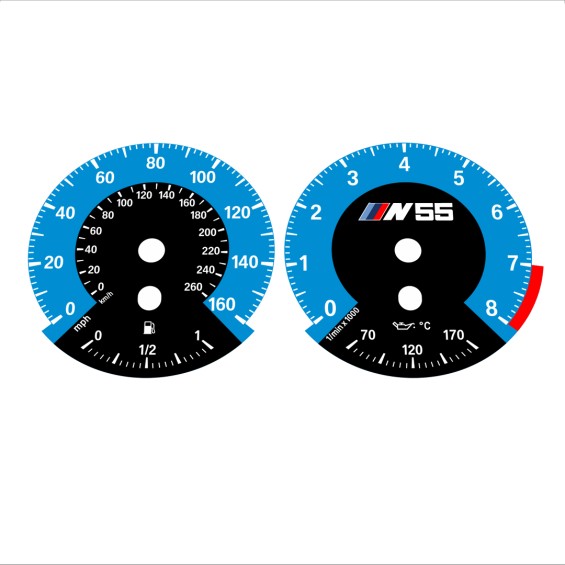 BMW E90 E92 335i 160 MPH+km/h Blue - 1M Style - 96