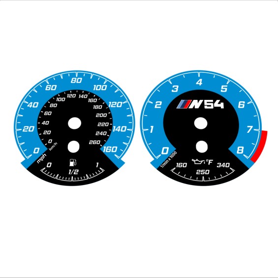 BMW E90 E92 335i 160 MPH+km/h Blue - 1M Style - 125