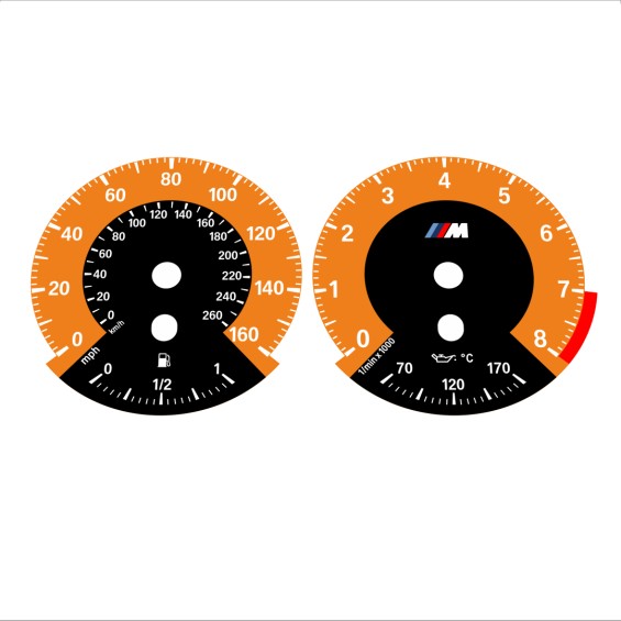 BMW E90 E92 335i 160 MPH+km/h Orange - 1M Style - 92