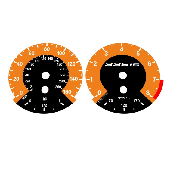 BMW E90 E92 335i 160 MPH+km/h Orange - 1M Style - 118