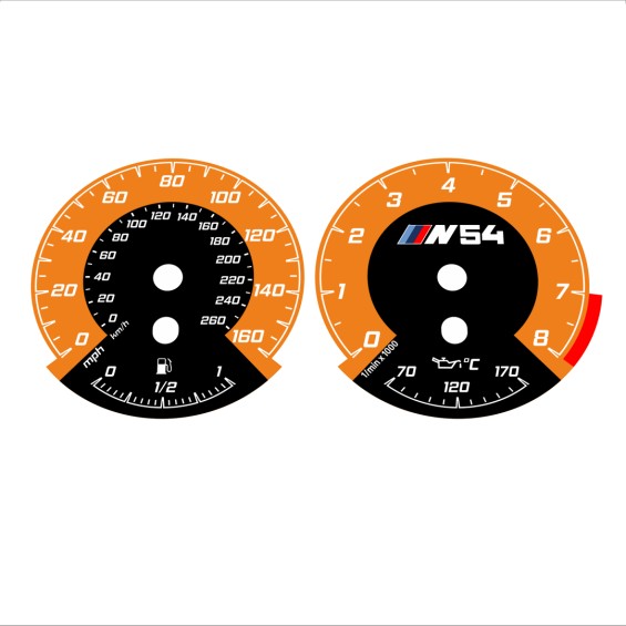 BMW E90 E92 335i 160 MPH+km/h Orange - 1M Style - 143