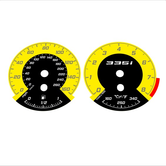 BMW E90 E92 335i 160 MPH+km/h Yellow - 1M Style - 123