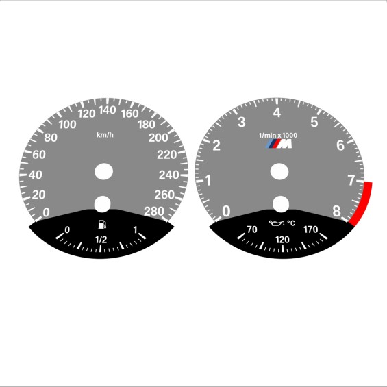 BMW E90 E92 335i 280 KM/H Gray - Black Bottom - 50