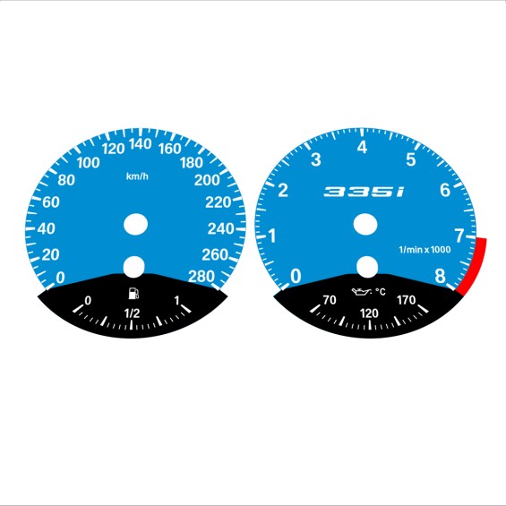 BMW E90 E92 335i 280 KM/H Blue - Black Bottom - 51