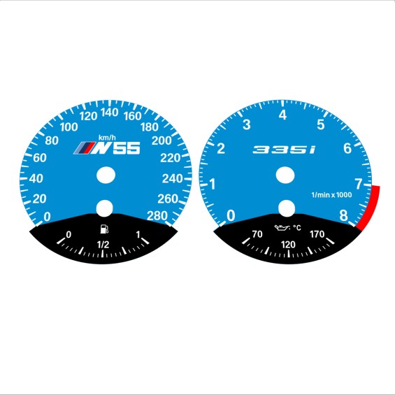 BMW E90 E92 335i 280 KM/H Blue - Black Bottom - 56