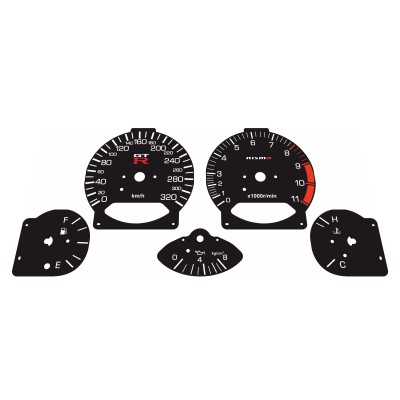 Nissan Skyline R34 GTT km/h Black Custom Gauge Faces